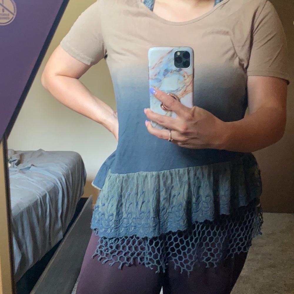 Unique Lace Trim Tee